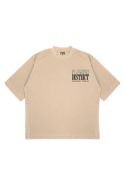 Beige t-shirt with text 