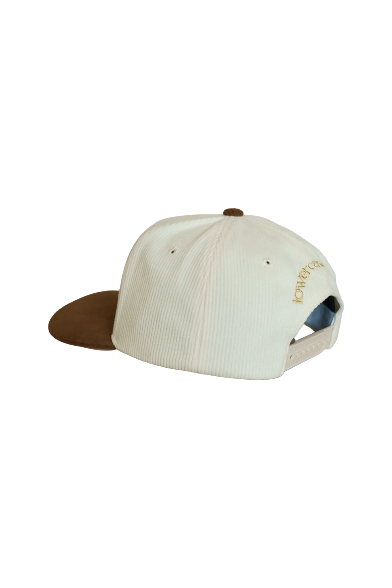 Baseball cap with brown visor and beige body 